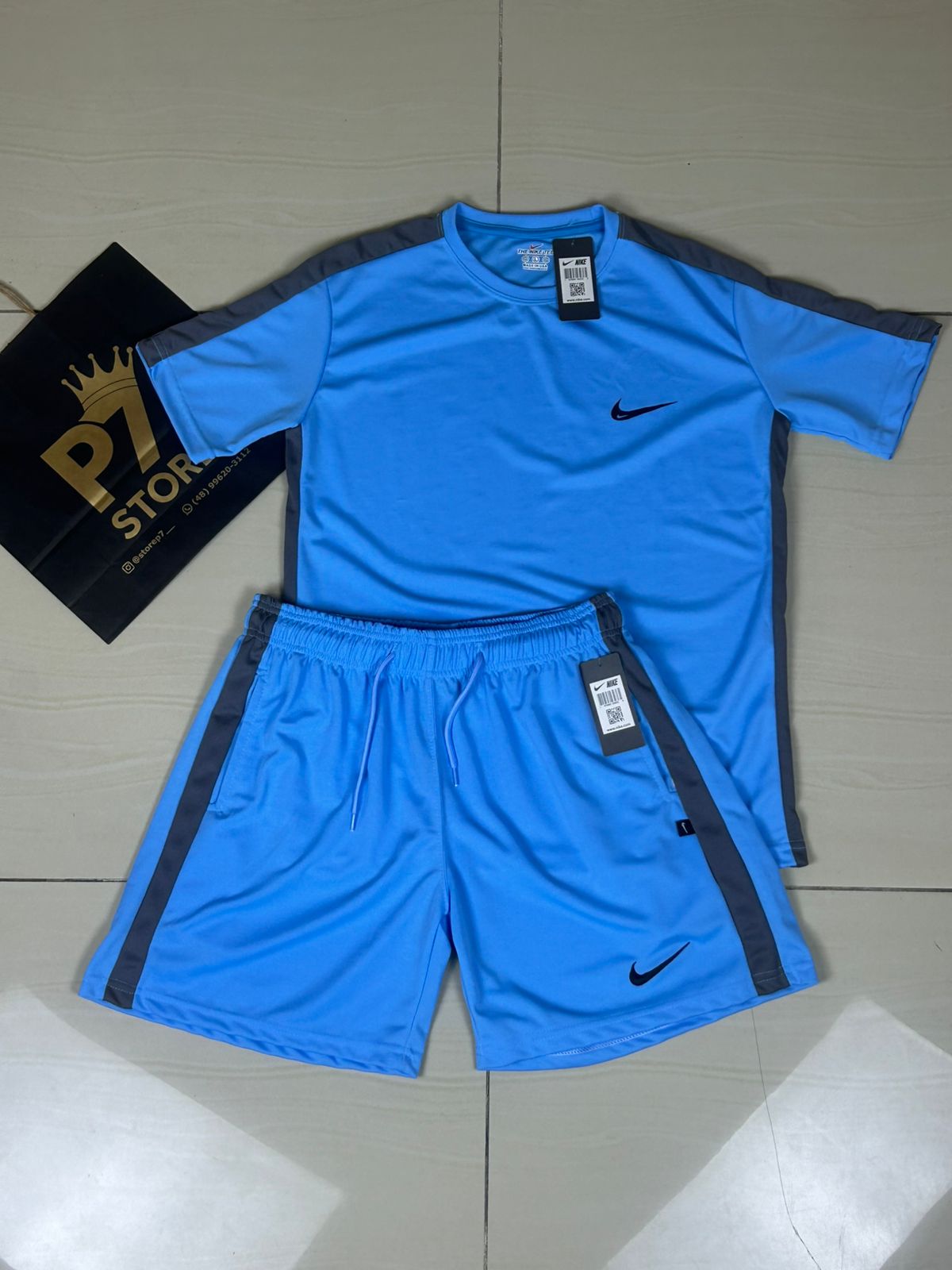 Conjunto Nike Dri Fit 2025 (azul com cinza)