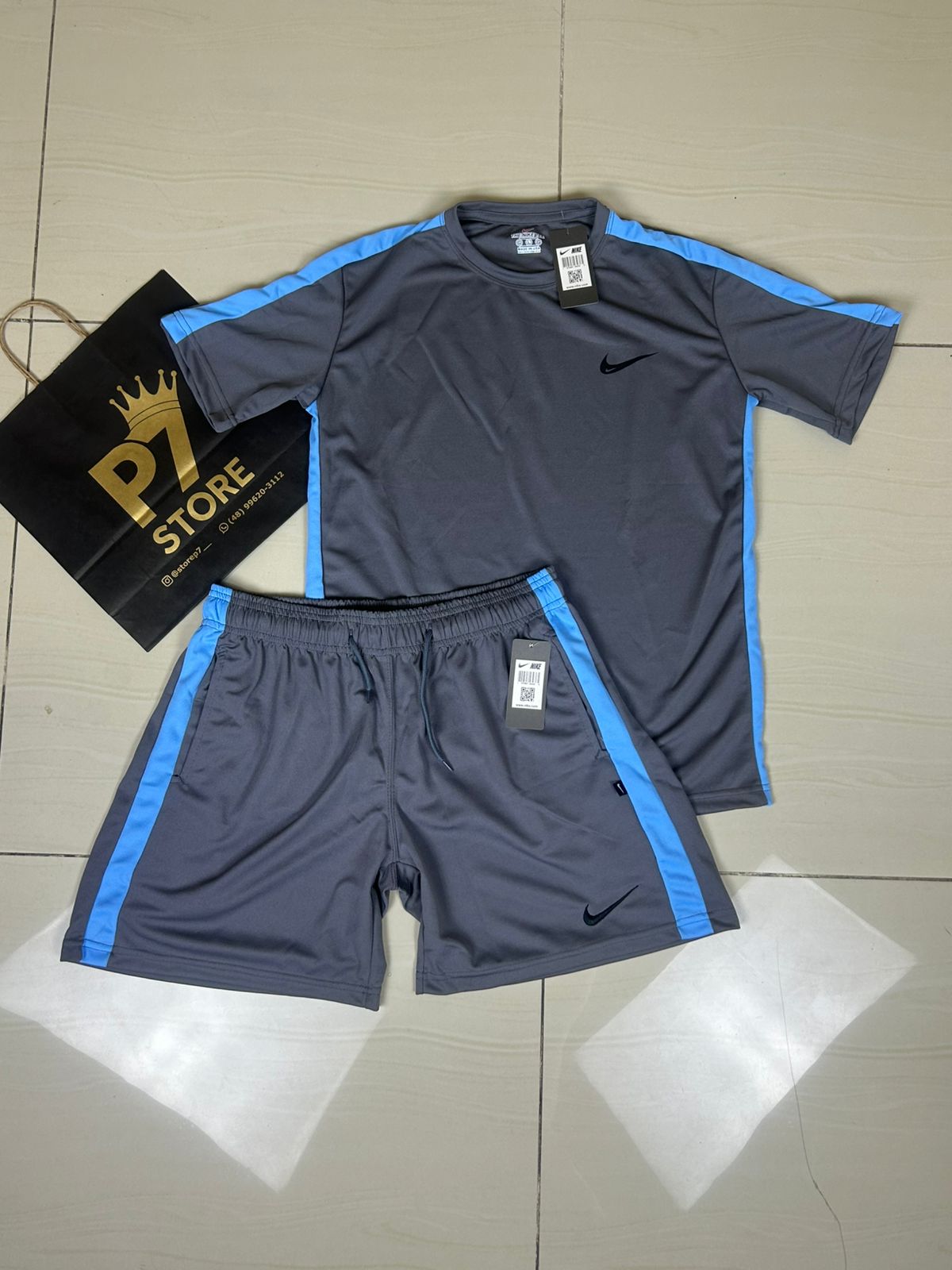 Conjunto Nike Dri Fit 2025 (Cinza e Azul)